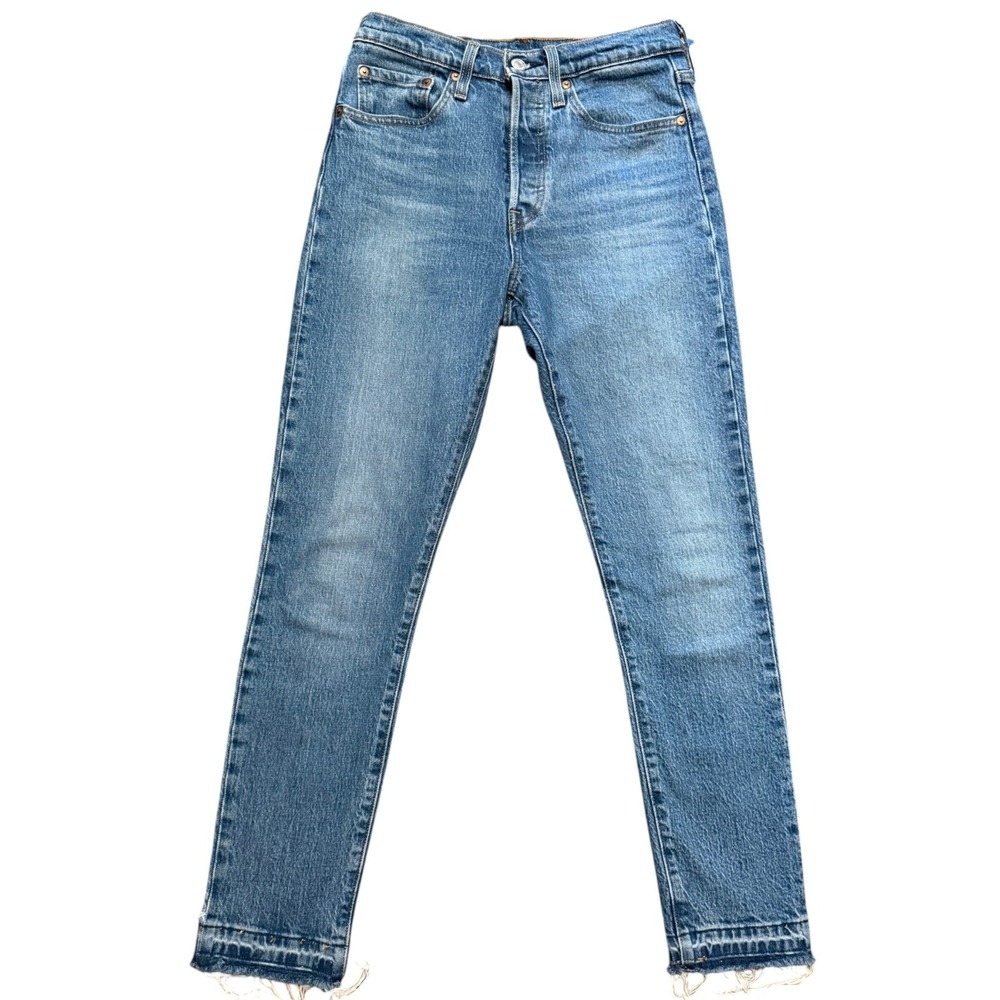 Levis 501 Jeans Women Sz 26x28 Blue Denim Button Fly Straight Le